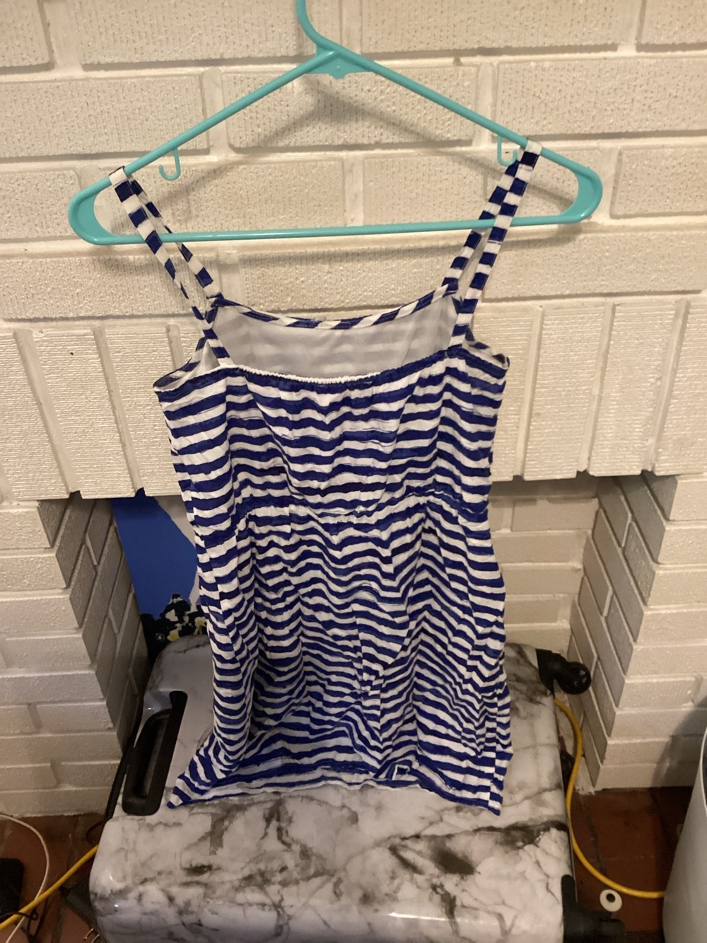 LOFT Blue and White Striped Sleeveless Sundress